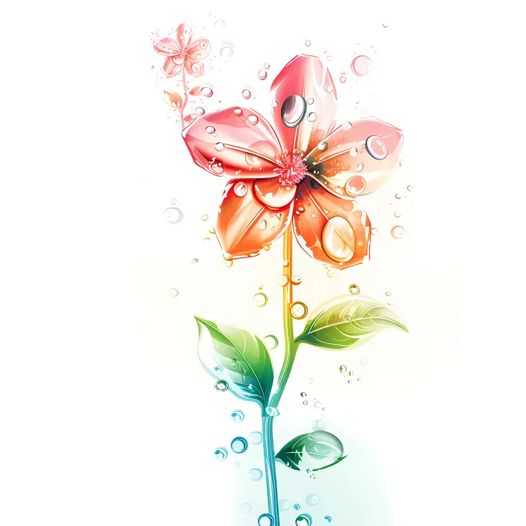 Colorful Water Droplets on Flower