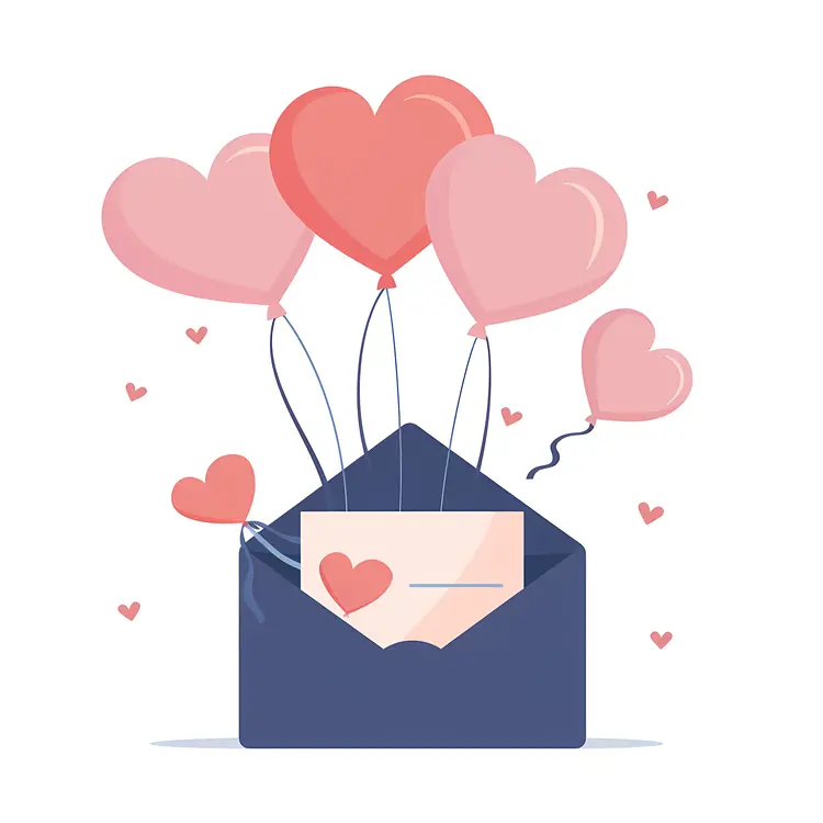 Envelope with Heart Balloons