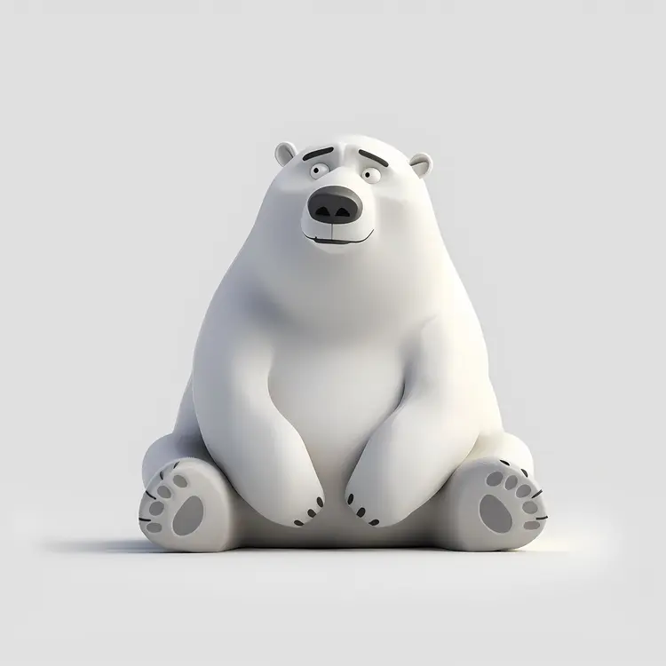 Simple Cartoon Polar Bear Sitting