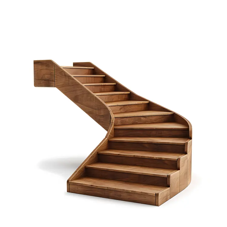 Curved Wooden Stairs Illustration