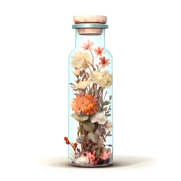 Charming Flower Arrangement in Glass Bottle