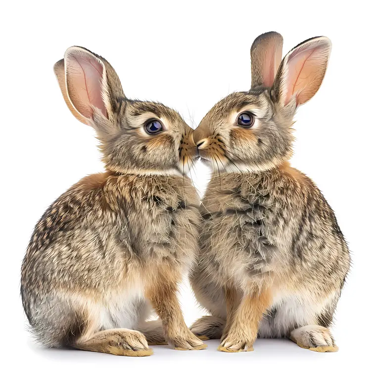 Two Adorable Rabbits Kissing