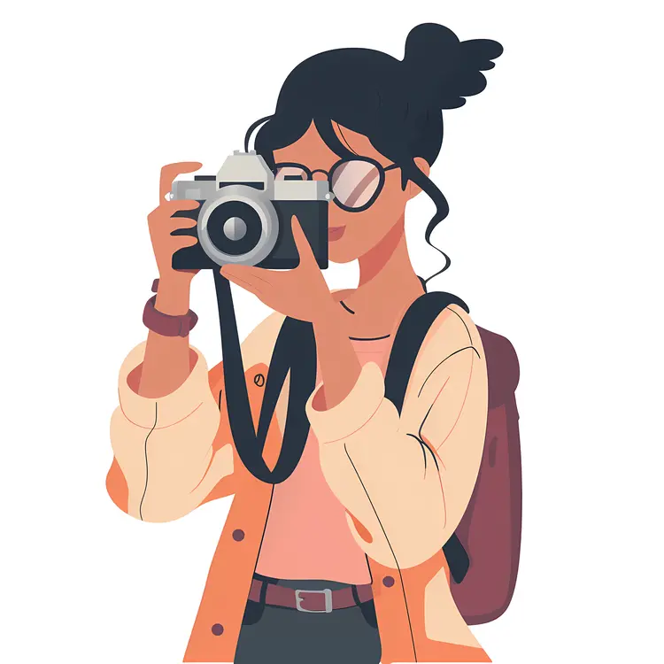 Casual Woman with Camera Illustration