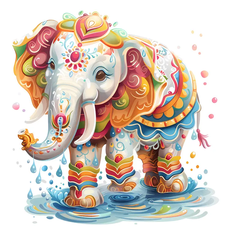 Vibrant Decorated Elephant Illustration