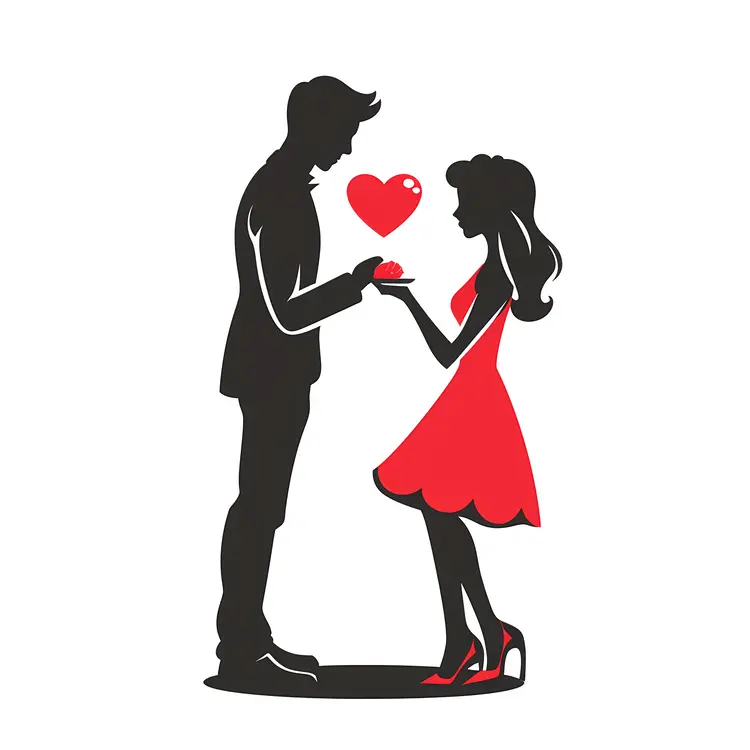 Silhouette of Couple Proposing