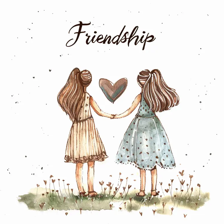 Friendship Illustration with Girls Holding Hands