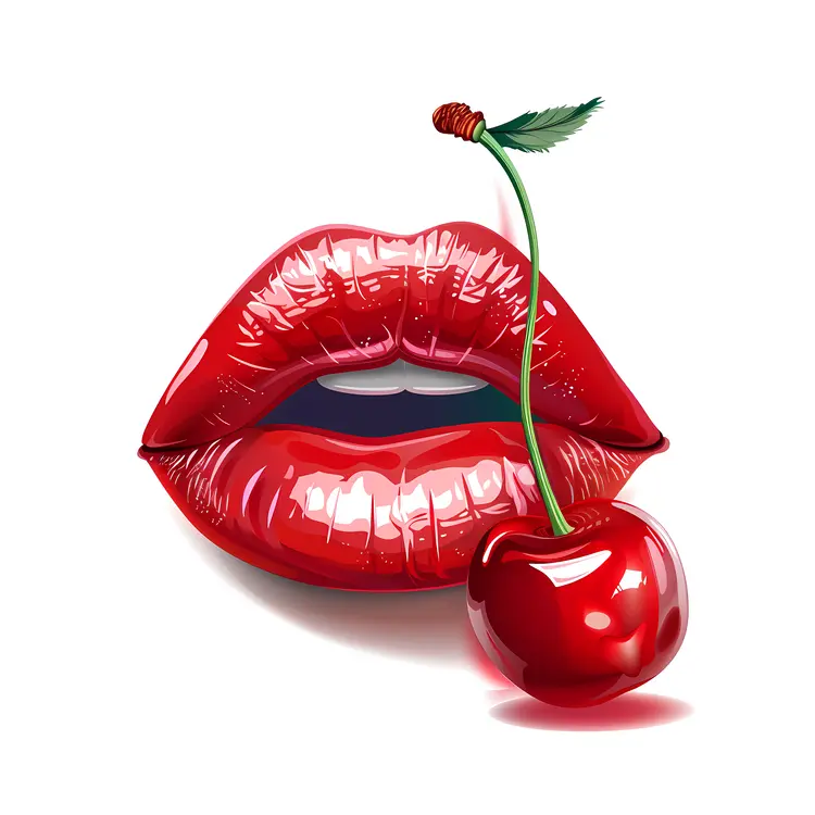 Red Lips with Single Cherry