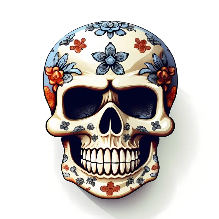 Decorated Skull with Floral Patterns