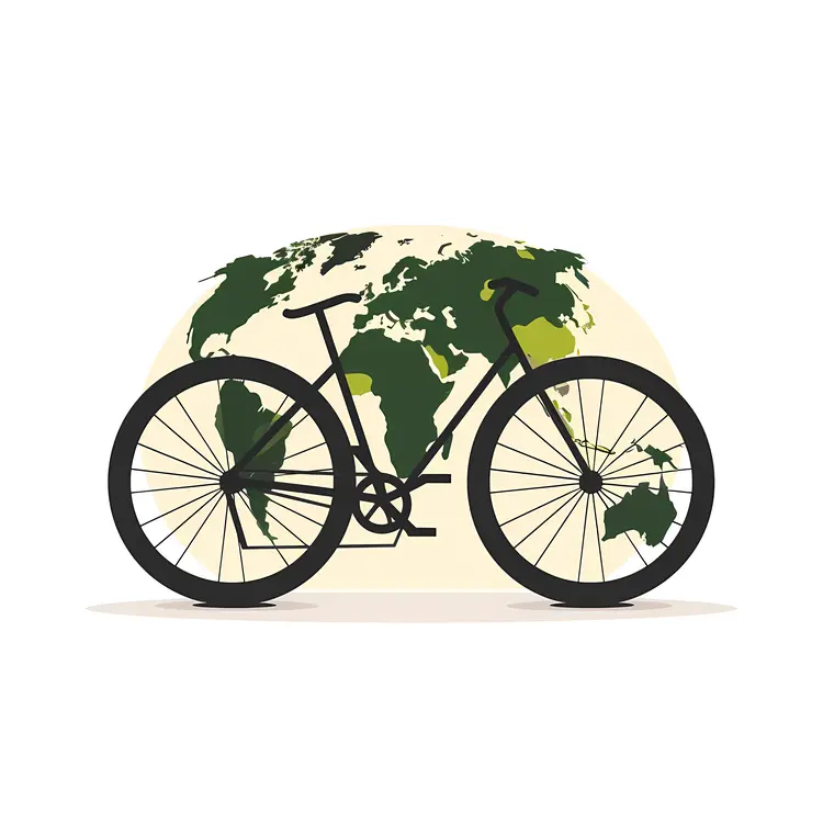 Bicycle with World Map Background