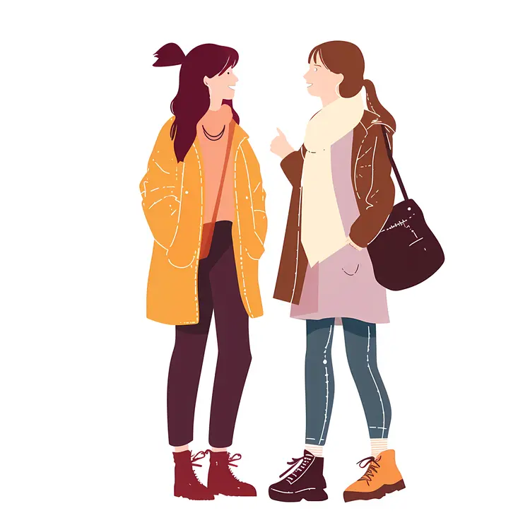 Two Women Talking and Standing