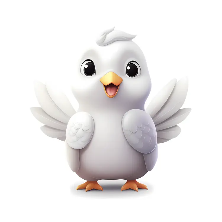 Cute White Cartoon Bird