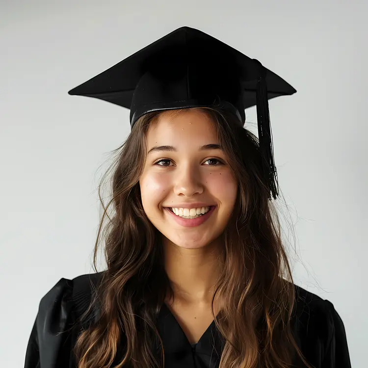 Smiling Graduate in Cap and Gown