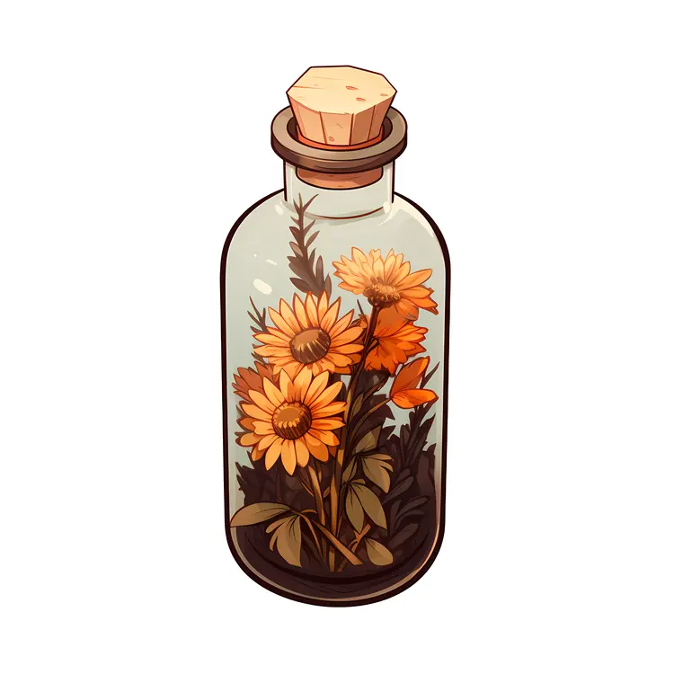 Sunflowers in a Jar Illustration