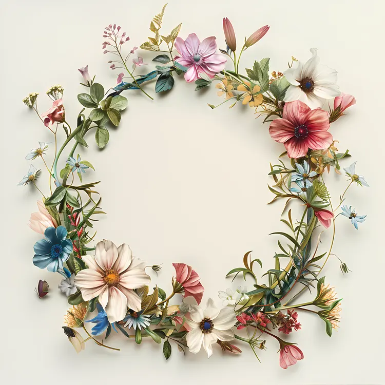 Delicate Floral Wreath with Pastel Flowers