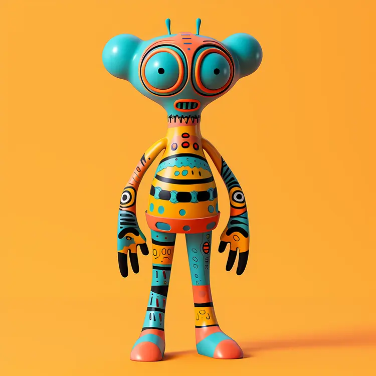 Colorful Patterned Cartoon Alien