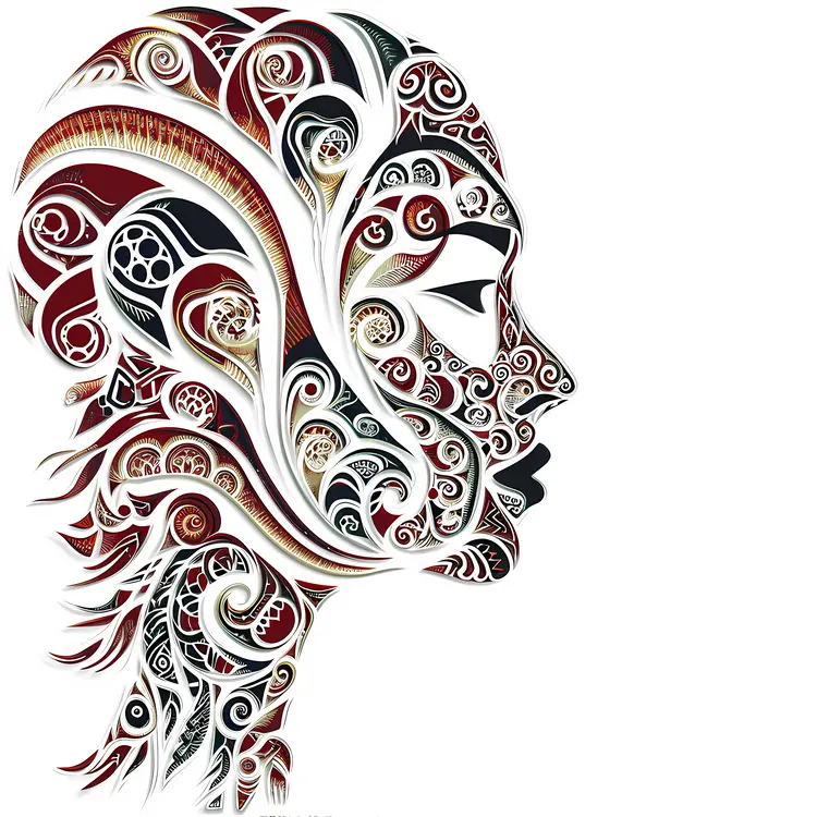 Abstract Red and Black Face Profile