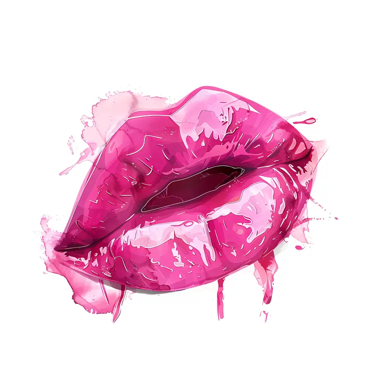 Glossy Pink Lips Illustration