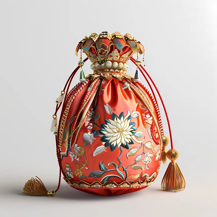 Ornate Red Embroidered Pouch