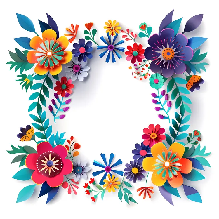Colorful Paper Flowers in Artistic Arrangement