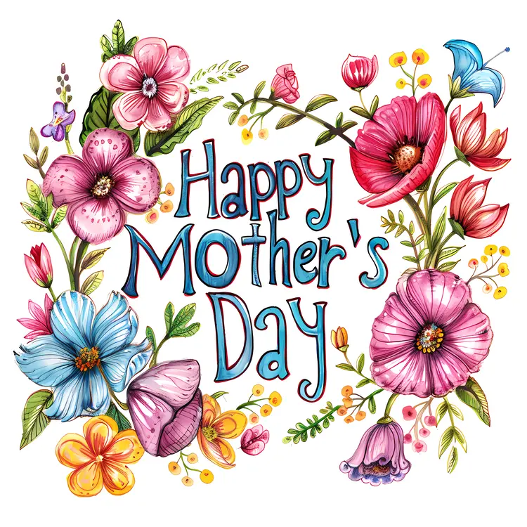 Happy Mother's Day Card with Floral Design