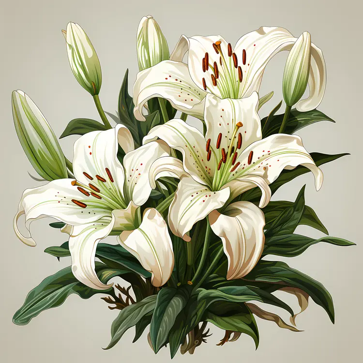 Blooming White Lilies
