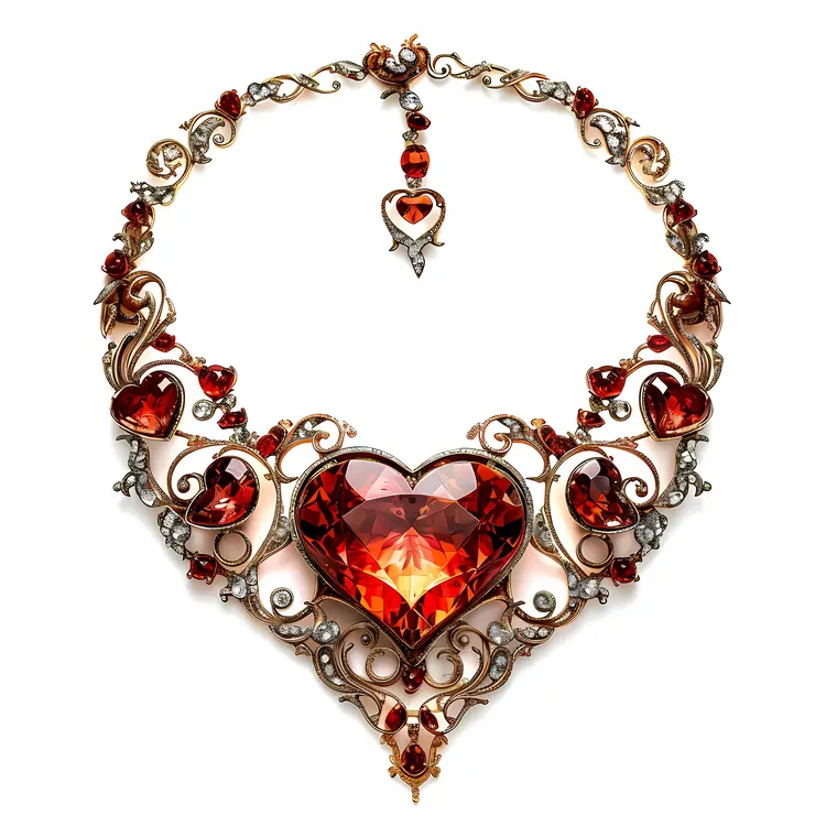 Ornate Red Heart Necklace