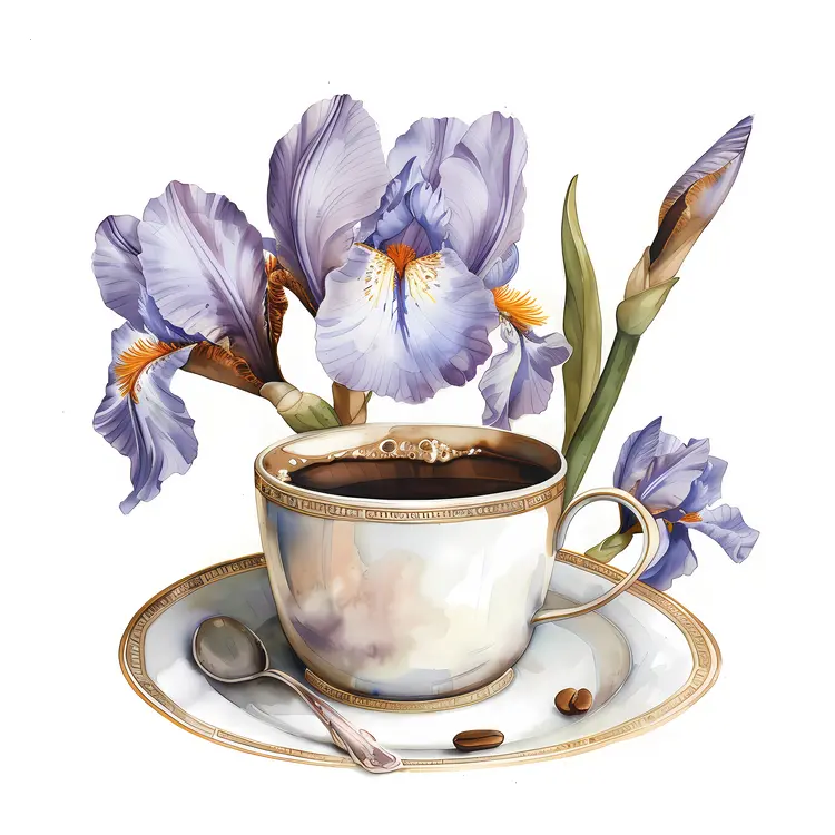 Tea Cup with Beautiful Purple Flowers