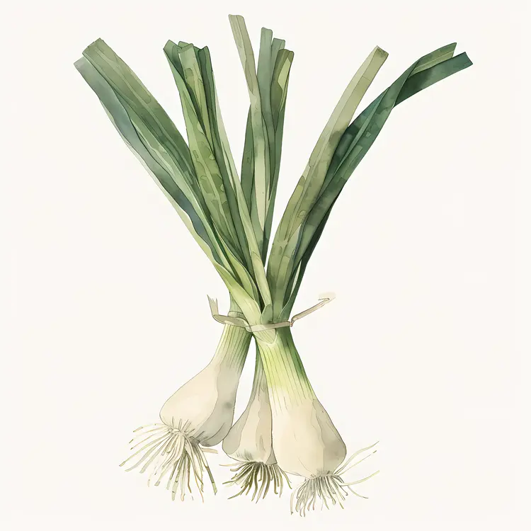 Fresh Green Onions with Roots