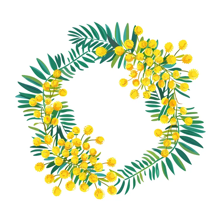 Charming Yellow Flower Wreath with Green Leaves