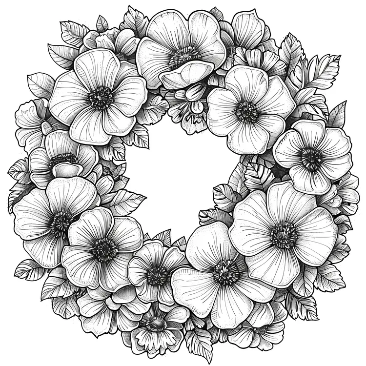 Monochrome Floral Wreath