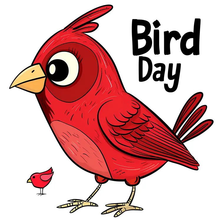 Red Cartoon Bird for Bird Day