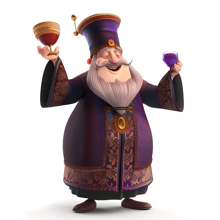 Joyful Bearded Man with Goblets