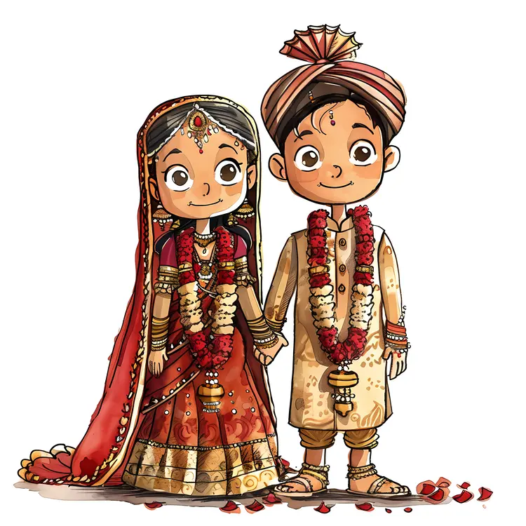 Traditional Wedding Couple Illustration