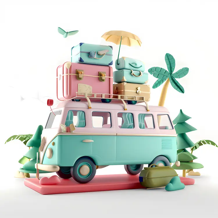 Retro Van with Luggage