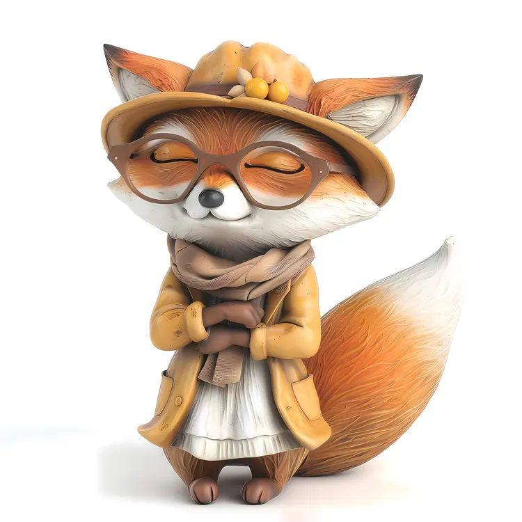 Cute Fox in Winter Outfit