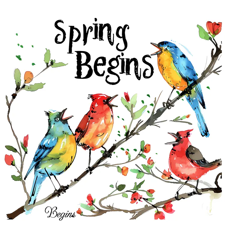 Colorful Birds in Spring