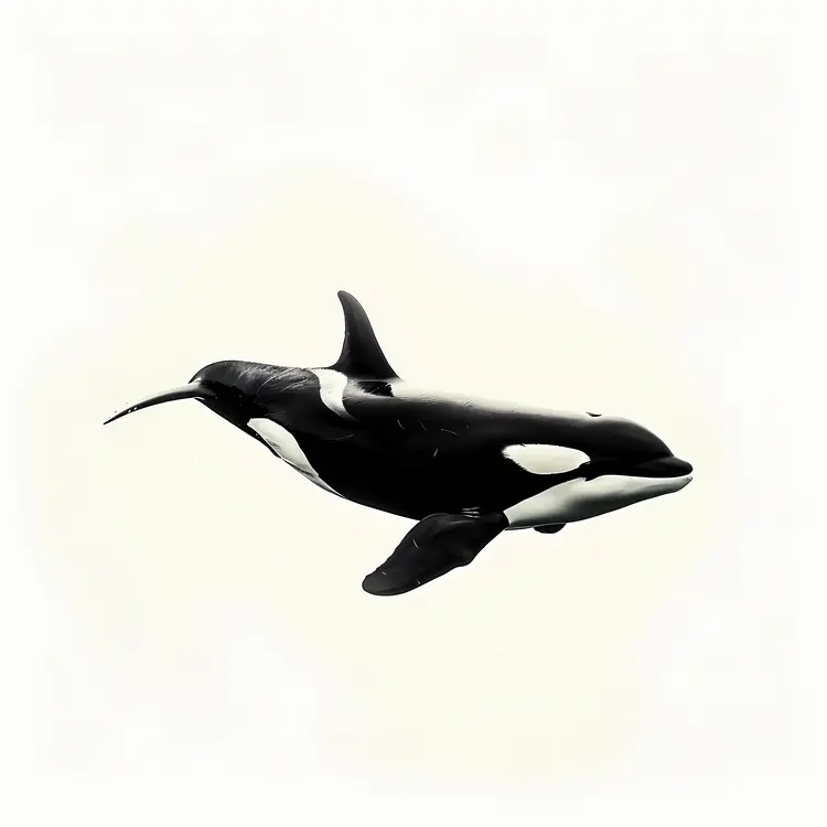 Minimalist Illustration of a Black and White Orca Whale