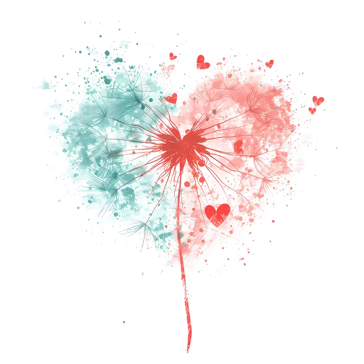 Heart-shaped Dandelion Illustration