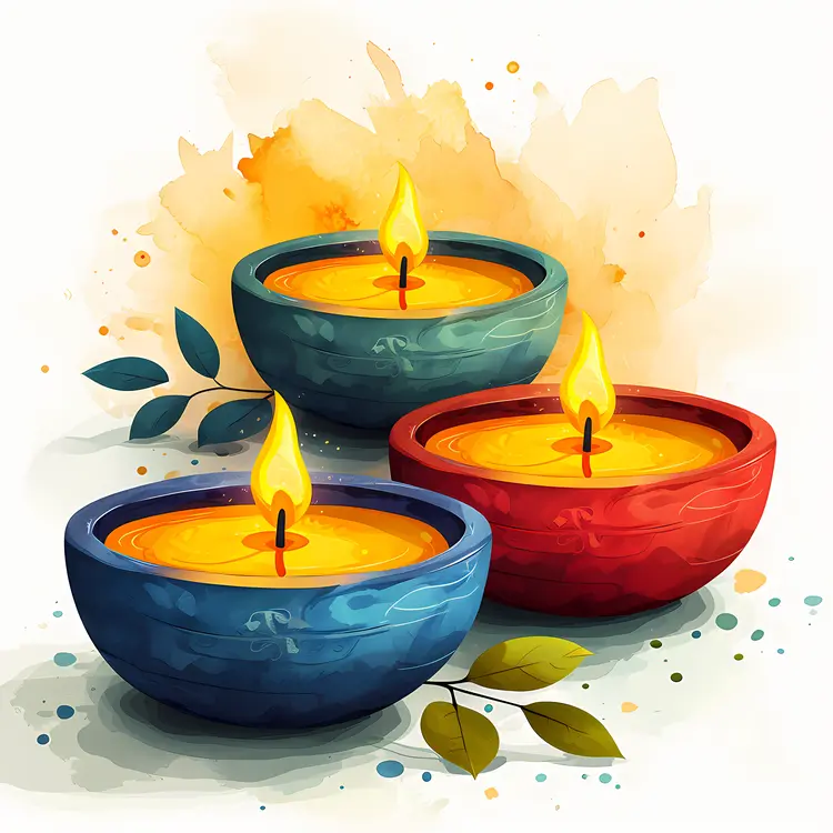 Colorful candles with flames