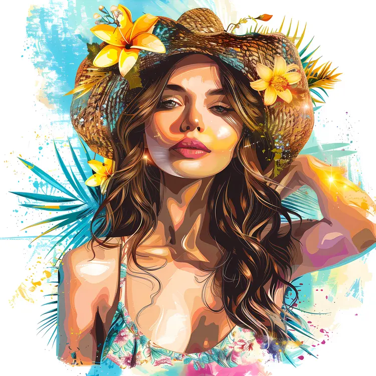 Woman with Floral Hat