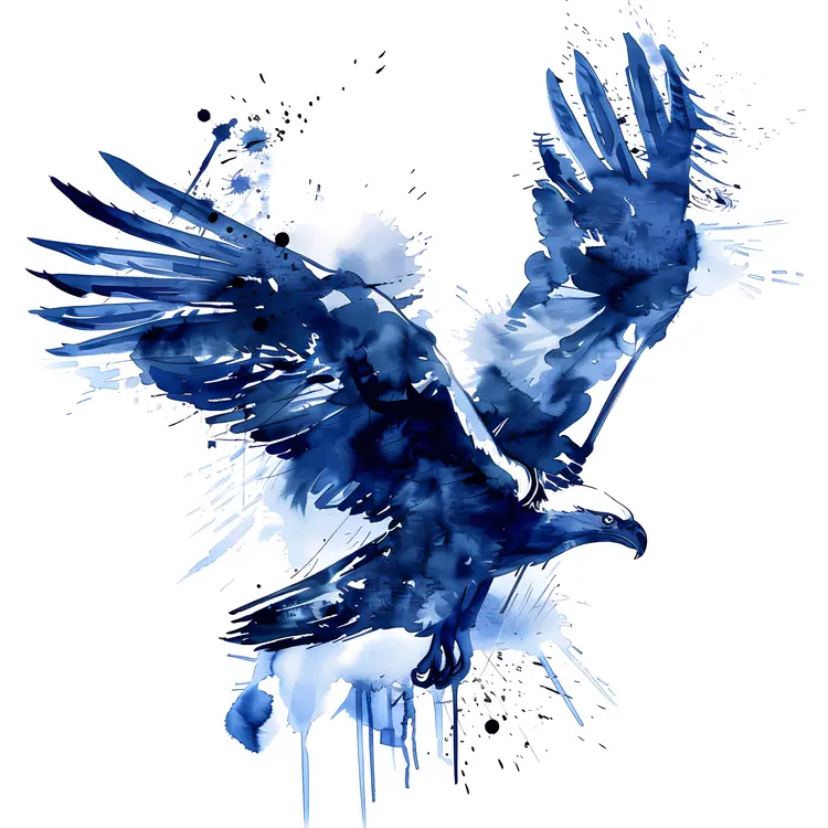 Blue Watercolor Eagle Illustration