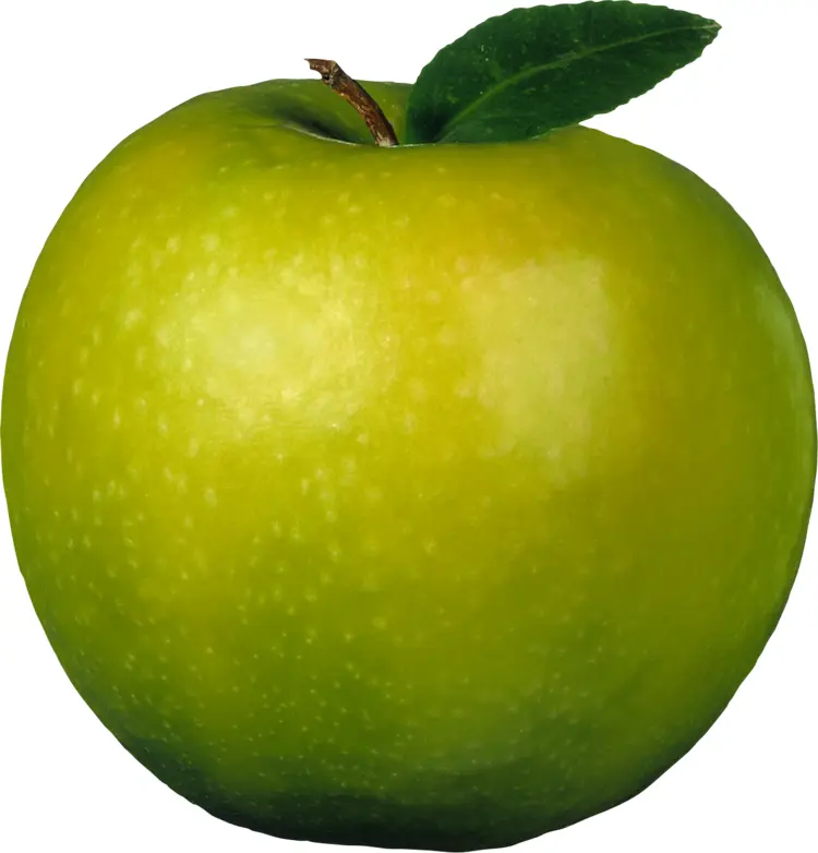 Green Apple with Leaf