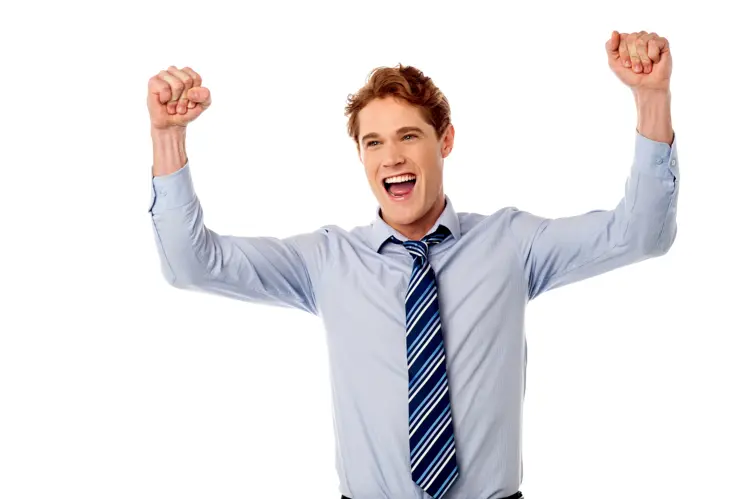 Cheering Man in Shirt and Tie