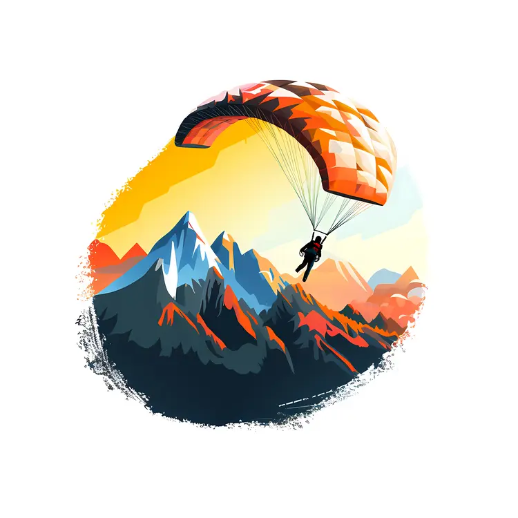 Paraglider Over Mountain Landscape