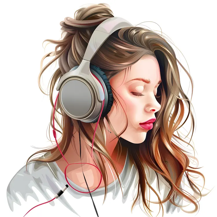 Woman Listening to Music with Headphones