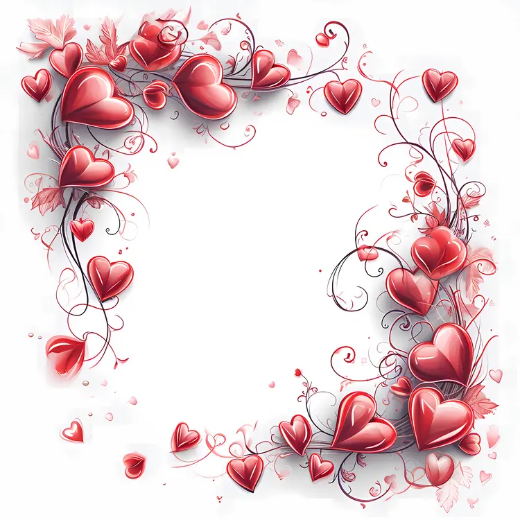 Heart Frame with Red Hearts for Valentine's Day