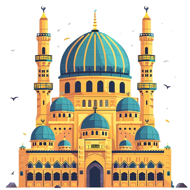 Yellow Domed Mosque with Minarets