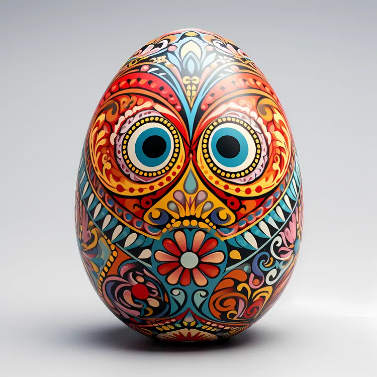 Intricately Patterned Painted Easter Egg
