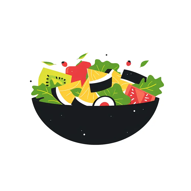 Colorful Salad in Black Bowl