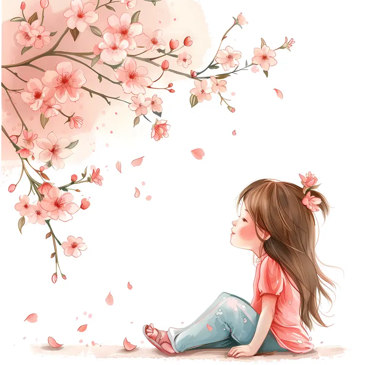 Girl with Cherry Blossoms